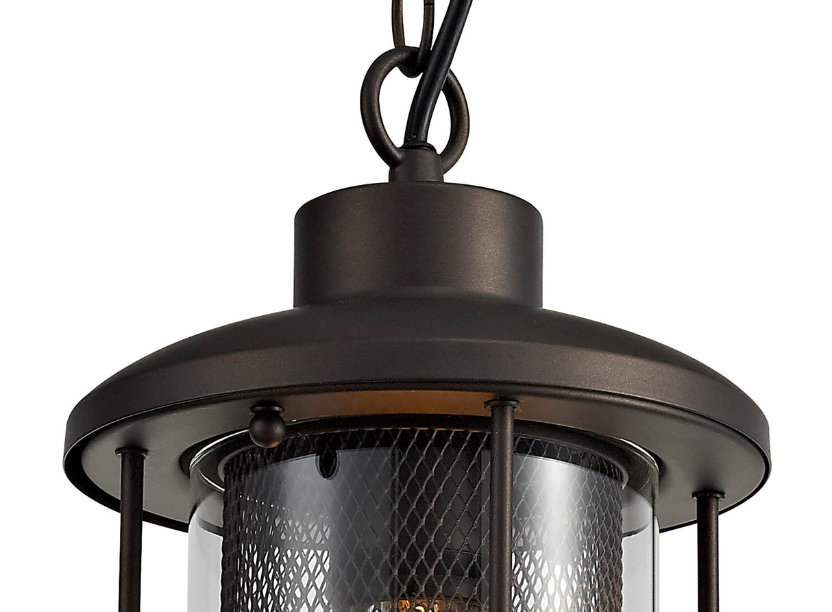 ARK6137 Arkab Pendant 1 Light IP54 Indoor/Outdoor Use in a Antique Bronze/Clear Finish