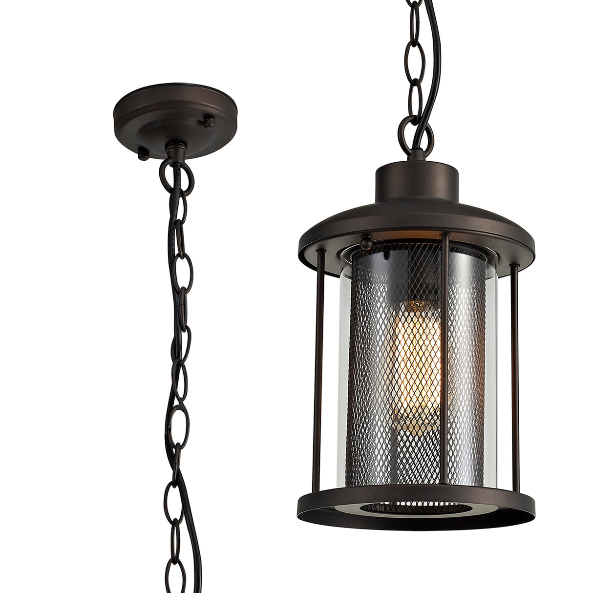 ARK6137 Arkab Pendant 1 Light IP54 Indoor/Outdoor Use in a Antique Bronze/Clear Finish