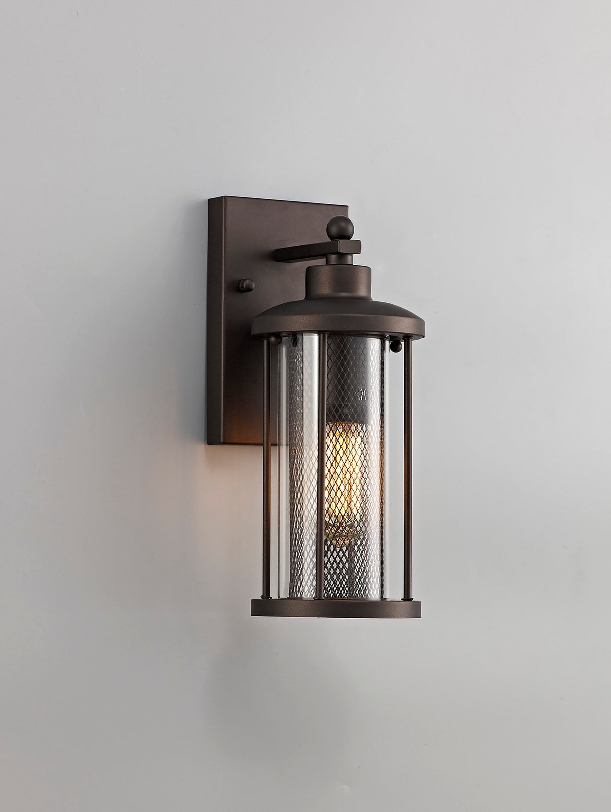 ARK8917 Arkab Small Wall Lamp 1 Light IP54 Indoor/Outdoor Use in a Antique Bronze/Clear Finish