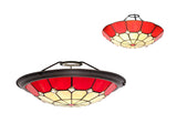 ATR5327 Atrik 35cm Non-electric Uplighter Shade in a Red/Cream/Aged Antique Brass/Clear Finish and Clear Crystal