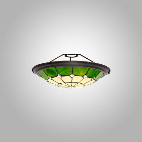 ATR7327 Atrik 35cm Non-Electric Uplighter Shade in a Green/Cream/Aged Antique Brass/Clear Finish and Clear Crystal