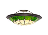 ATR7327 Atrik 35cm Non-Electric Uplighter Shade in a Green/Cream/Aged Antique Brass/Clear Finish and Clear Crystal