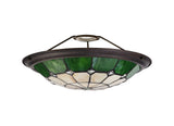 ATR7327 Atrik 35cm Non-Electric Uplighter Shade in a Green/Cream/Aged Antique Brass/Clear Finish and Clear Crystal