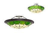 ATR7327 Atrik 35cm Non-Electric Uplighter Shade in a Green/Cream/Aged Antique Brass/Clear Finish and Clear Crystal