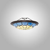 ATR8327 Atrik 35cm Non-electric Uplighter Shade in a Rich Blue/Cream/Aged Antique Brass/Clear Finish and Clear Crystal