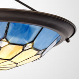 ATR8327 Atrik 35cm Non-electric Uplighter Shade in a Rich Blue/Cream/Aged Antique Brass/Clear Finish and Clear Crystal