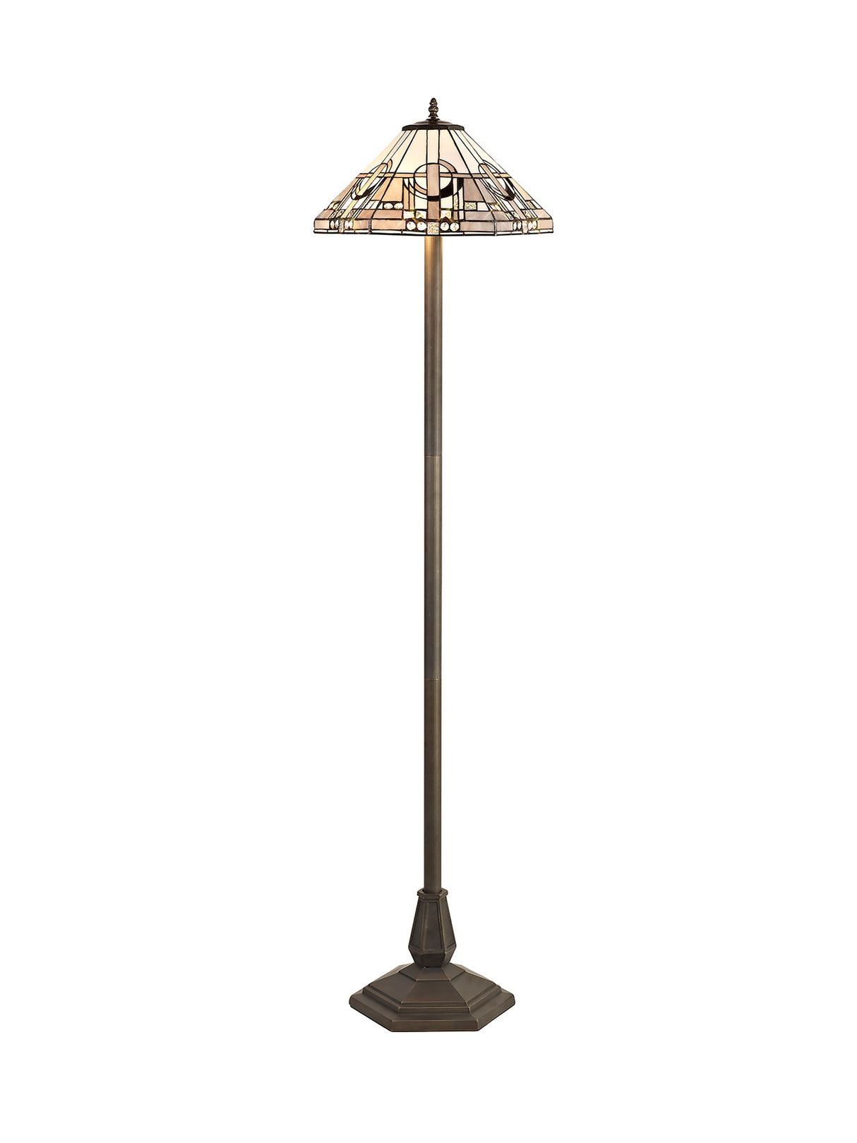 MAH4927 Mahasim 158cm Octagonal Floor Lamp 2 Light in a Aged Antique Brass Finish