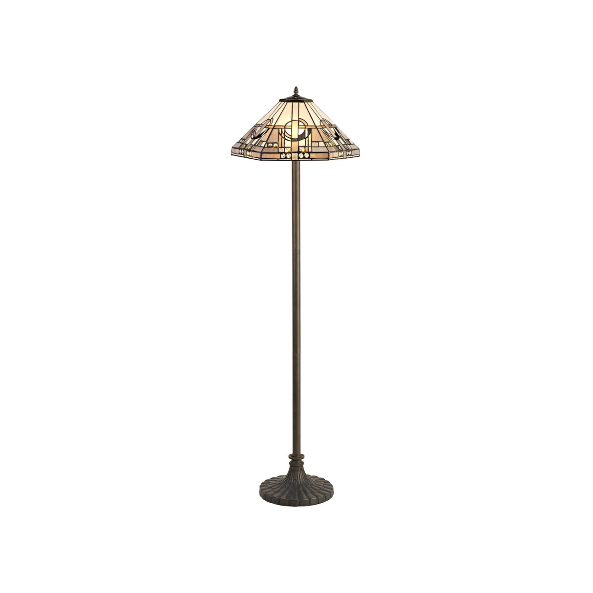 MAH6927 Mahasim 160cm Stepped Design Floor Lamp 2 Light in a Aged Antique Brass Finish