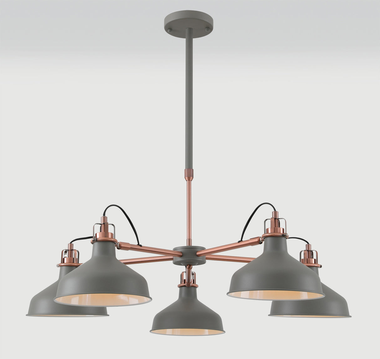 BEL0207 Belel Telescopic Pendant 5 Light in a Sand Grey/Copper/White Finish