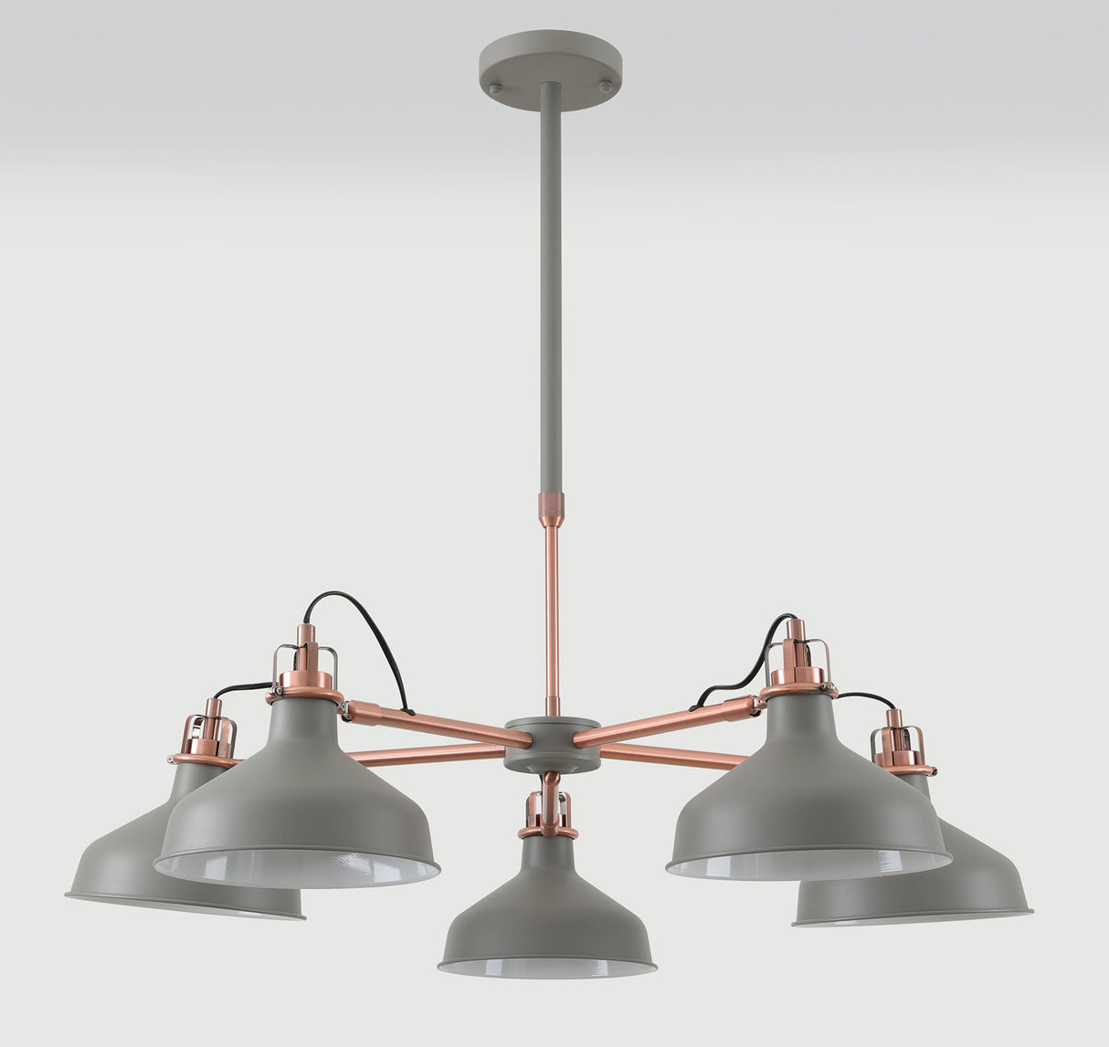 BEL0207 Belel Telescopic Pendant 5 Light in a Sand Grey/Copper/White Finish