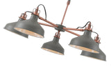 BEL0207 Belel Telescopic Pendant 5 Light in a Sand Grey/Copper/White Finish