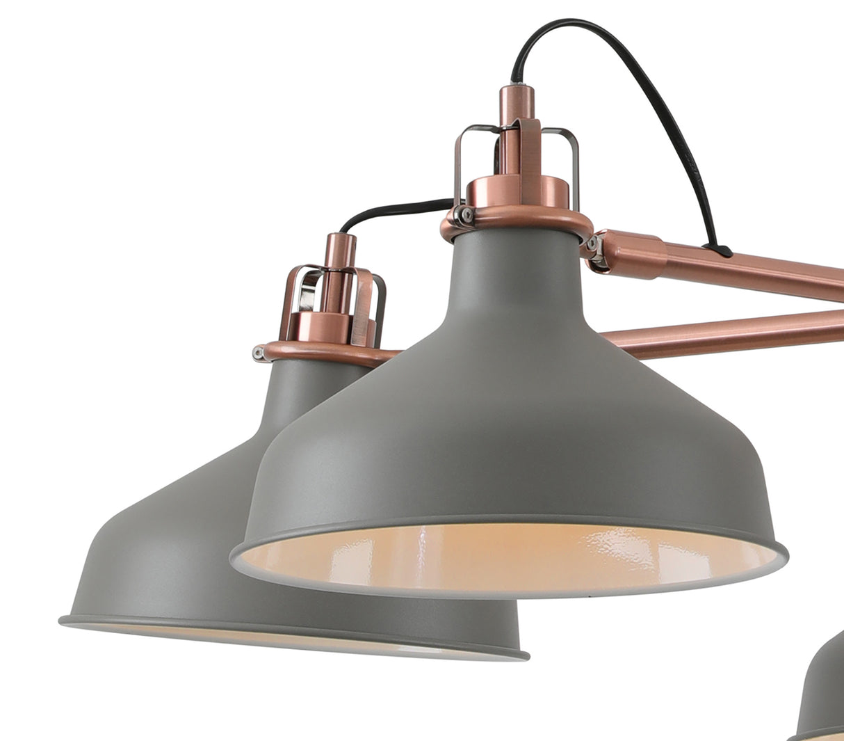 BEL0207 Belel Telescopic Pendant 5 Light in a Sand Grey/Copper/White Finish