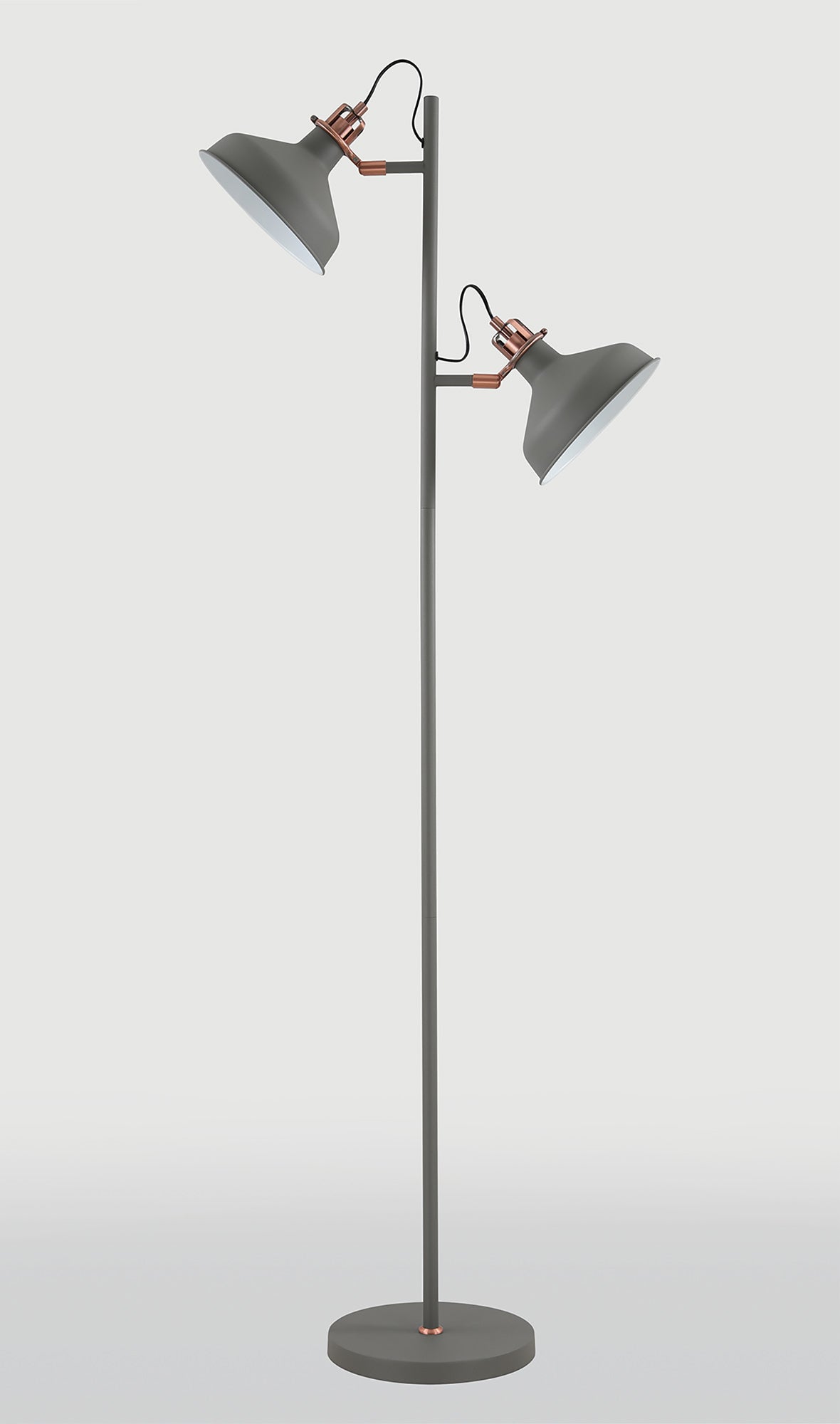 BEL0277 Belel 155cm Adjustable Floor Lamp 2 Light in a Sand Grey/Copper/White Finish