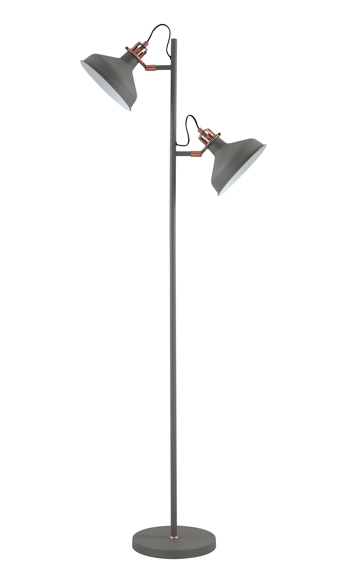 BEL0277 Belel 155cm Adjustable Floor Lamp 2 Light in a Sand Grey/Copper/White Finish