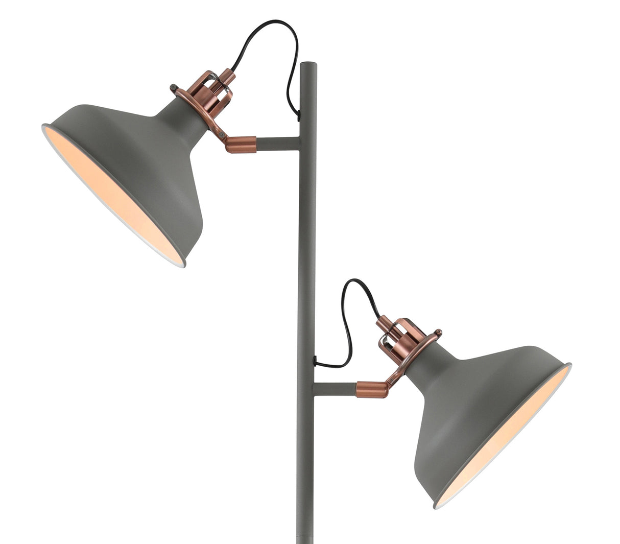 BEL0277 Belel 155cm Adjustable Floor Lamp 2 Light in a Sand Grey/Copper/White Finish