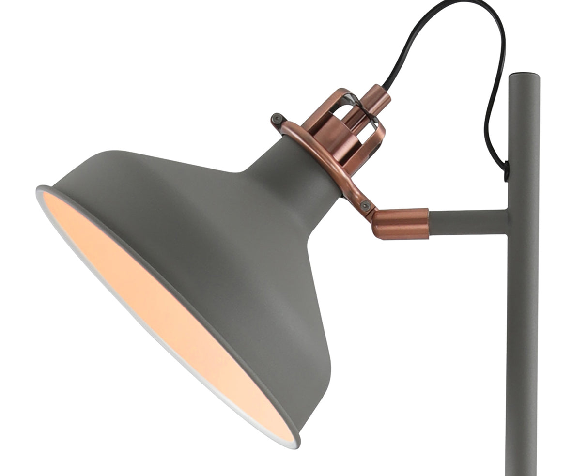 BEL0277 Belel 155cm Adjustable Floor Lamp 2 Light in a Sand Grey/Copper/White Finish