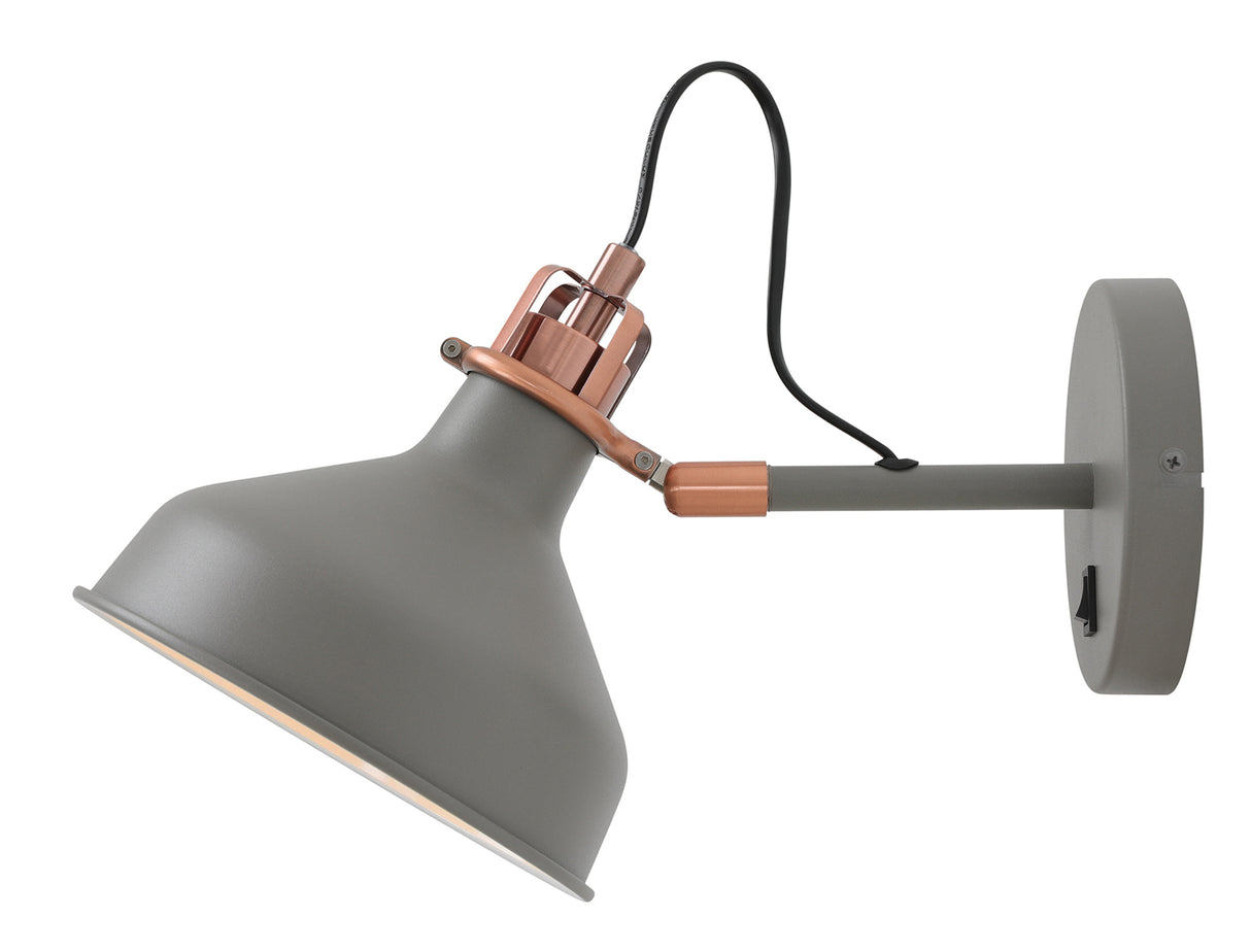 BEL1107 Belel Adjustable Wall Lamp 1 Light in a Sand Grey/Copper/White Finish