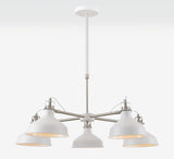 BEL1207 Belel Telescopic Pendant 5 Light in a Sand White/Satin Nickel/White Finish