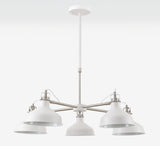 BEL1207 Belel Telescopic Pendant 5 Light in a Sand White/Satin Nickel/White Finish