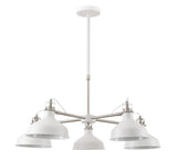 BEL1207 Belel Telescopic Pendant 5 Light in a Sand White/Satin Nickel/White Finish