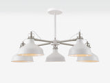 BEL1207 Belel Telescopic Pendant 5 Light in a Sand White/Satin Nickel/White Finish