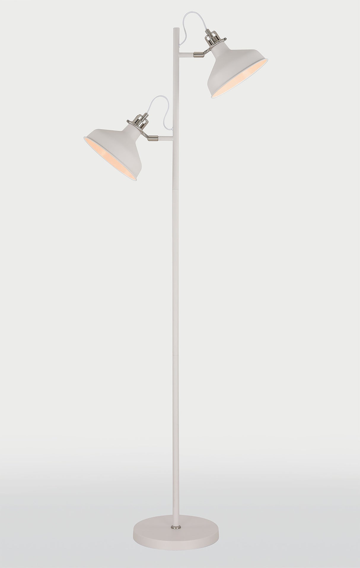 BEL1277 Belel 155cm Adjustable Floor Lamp 2 Light in a Sand White/Satin Nickel/White Finish