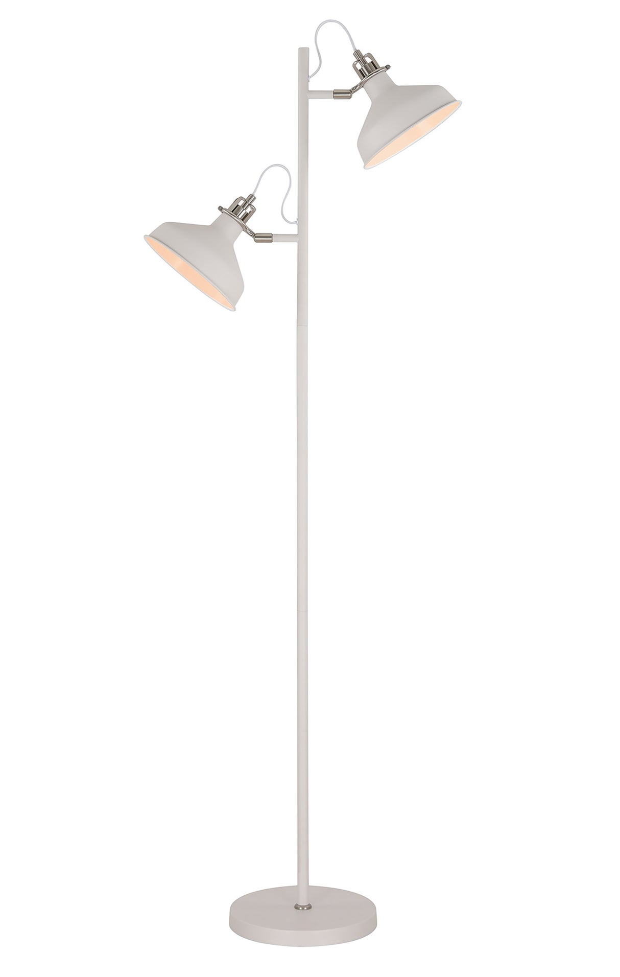 BEL1277 Belel 155cm Adjustable Floor Lamp 2 Light in a Sand White/Satin Nickel/White Finish