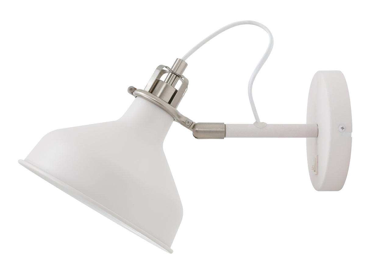 BEL2107 Belel Adjustable Wall Lamp 1 Light in a Sand White/Satin Nickel/White Finish