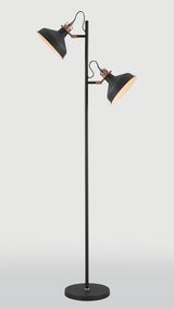 BEL2277 Belel 155cm Adjustable Floor Lamp 2 Light in a Graphite/Copper/White Finish