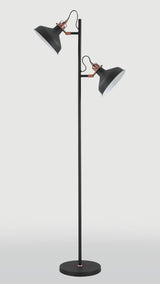 BEL2277 Belel 155cm Adjustable Floor Lamp 2 Light in a Graphite/Copper/White Finish