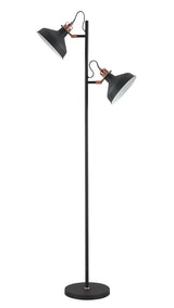 BEL2277 Belel 155cm Adjustable Floor Lamp 2 Light in a Graphite/Copper/White Finish