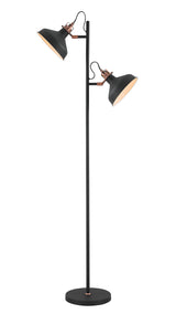 BEL2277 Belel 155cm Adjustable Floor Lamp 2 Light in a Graphite/Copper/White Finish