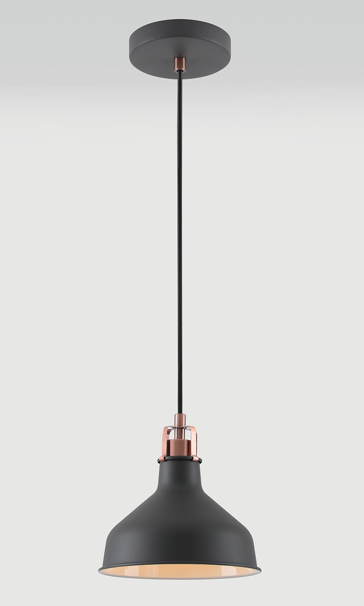 BEL3107 Belel Small Pendant 1 Light in a Graphite/Copper/White Finish