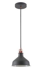 BEL3107 Belel Small Pendant 1 Light in a Graphite/Copper/White Finish