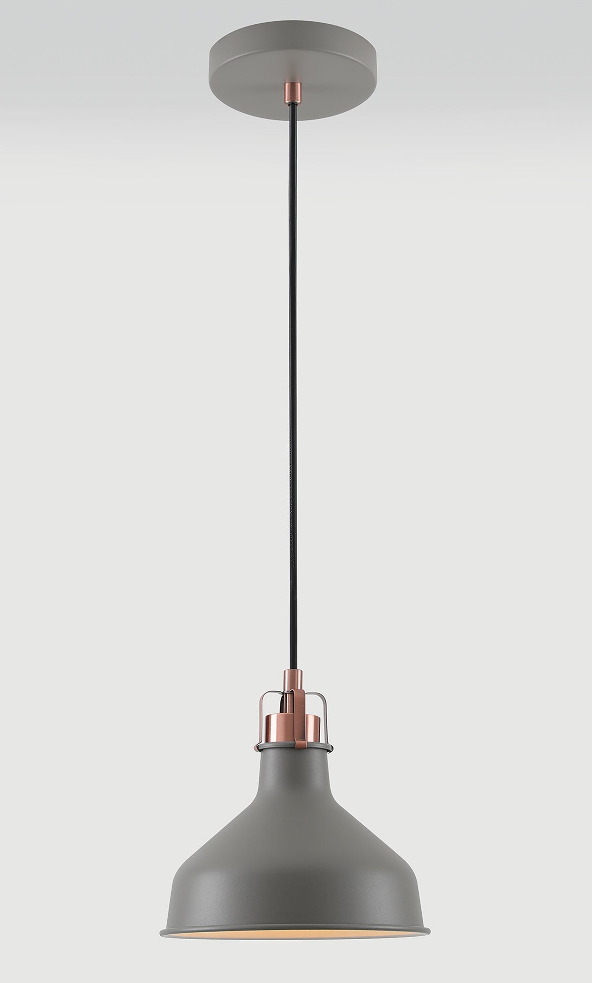 BEL4107 Belel Small Pendant 1 Light in a Sand Grey/Copper/White Finish