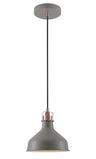 BEL4107 Belel Small Pendant 1 Light in a Sand Grey/Copper/White Finish