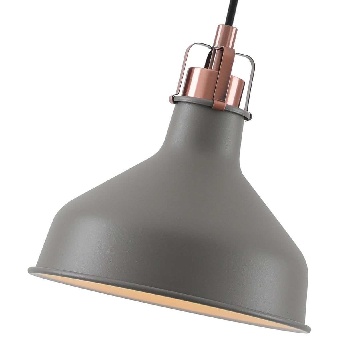 BEL4107 Belel Small Pendant 1 Light in a Sand Grey/Copper/White Finish