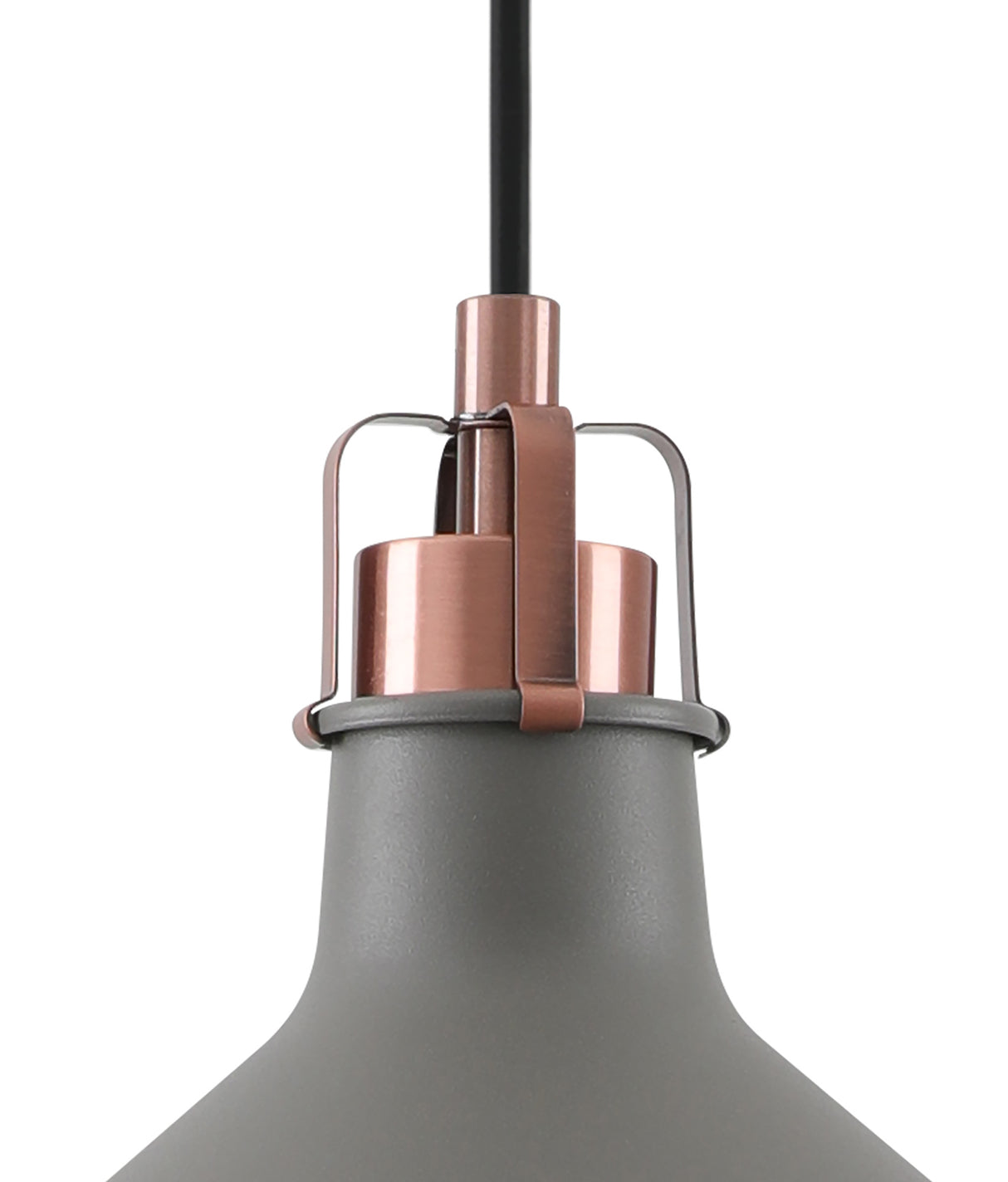 BEL4107 Belel Small Pendant 1 Light in a Sand Grey/Copper/White Finish