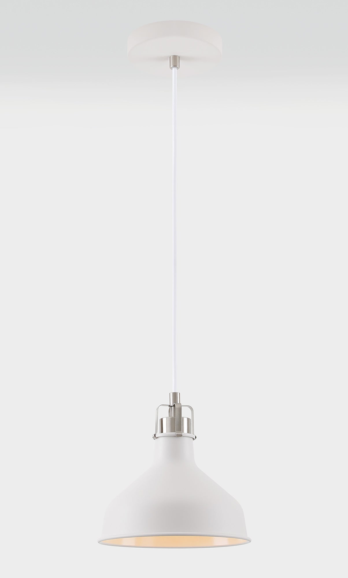 BEL5107 Belel Small Pendant 1 Light in a Sand White/Satin Nickel/White Finish