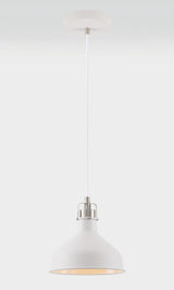 BEL5107 Belel Small Pendant 1 Light in a Sand White/Satin Nickel/White Finish