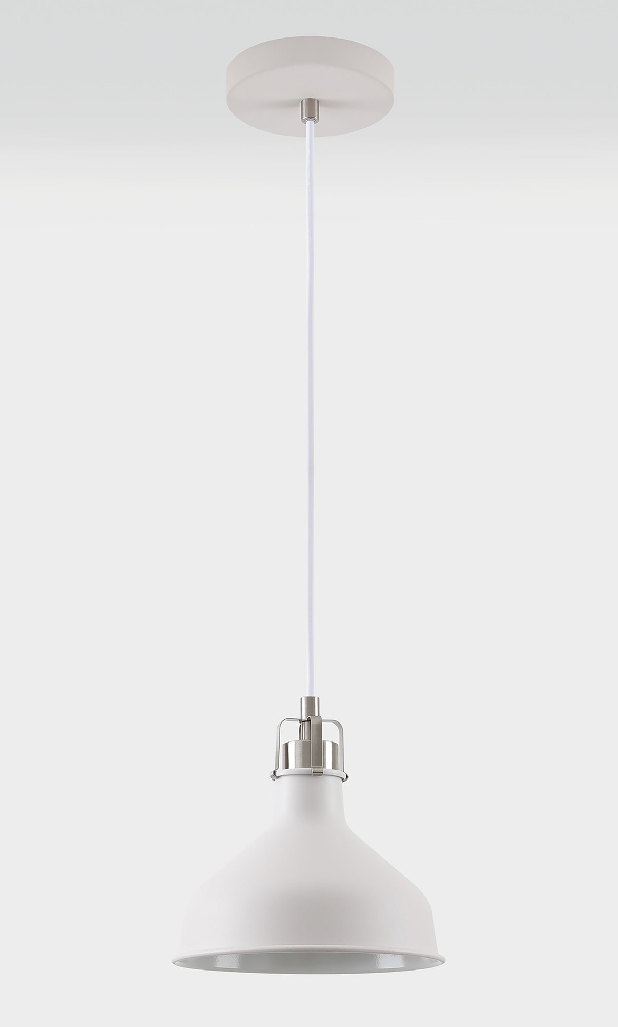 BEL5107 Belel Small Pendant 1 Light in a Sand White/Satin Nickel/White Finish