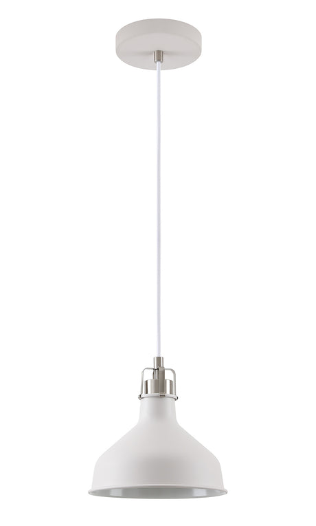 BEL5107 Belel Small Pendant 1 Light in a Sand White/Satin Nickel/White Finish