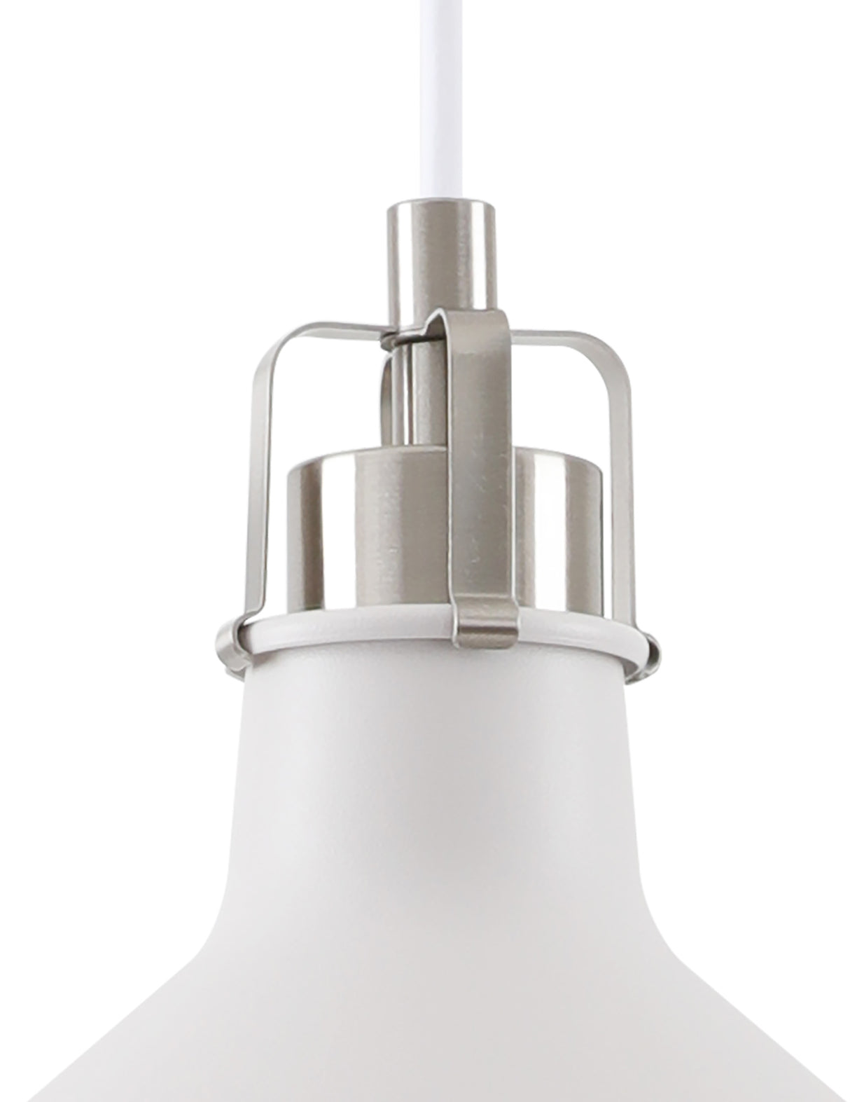 BEL5107 Belel Small Pendant 1 Light in a Sand White/Satin Nickel/White Finish