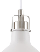 BEL5107 Belel Small Pendant 1 Light in a Sand White/Satin Nickel/White Finish