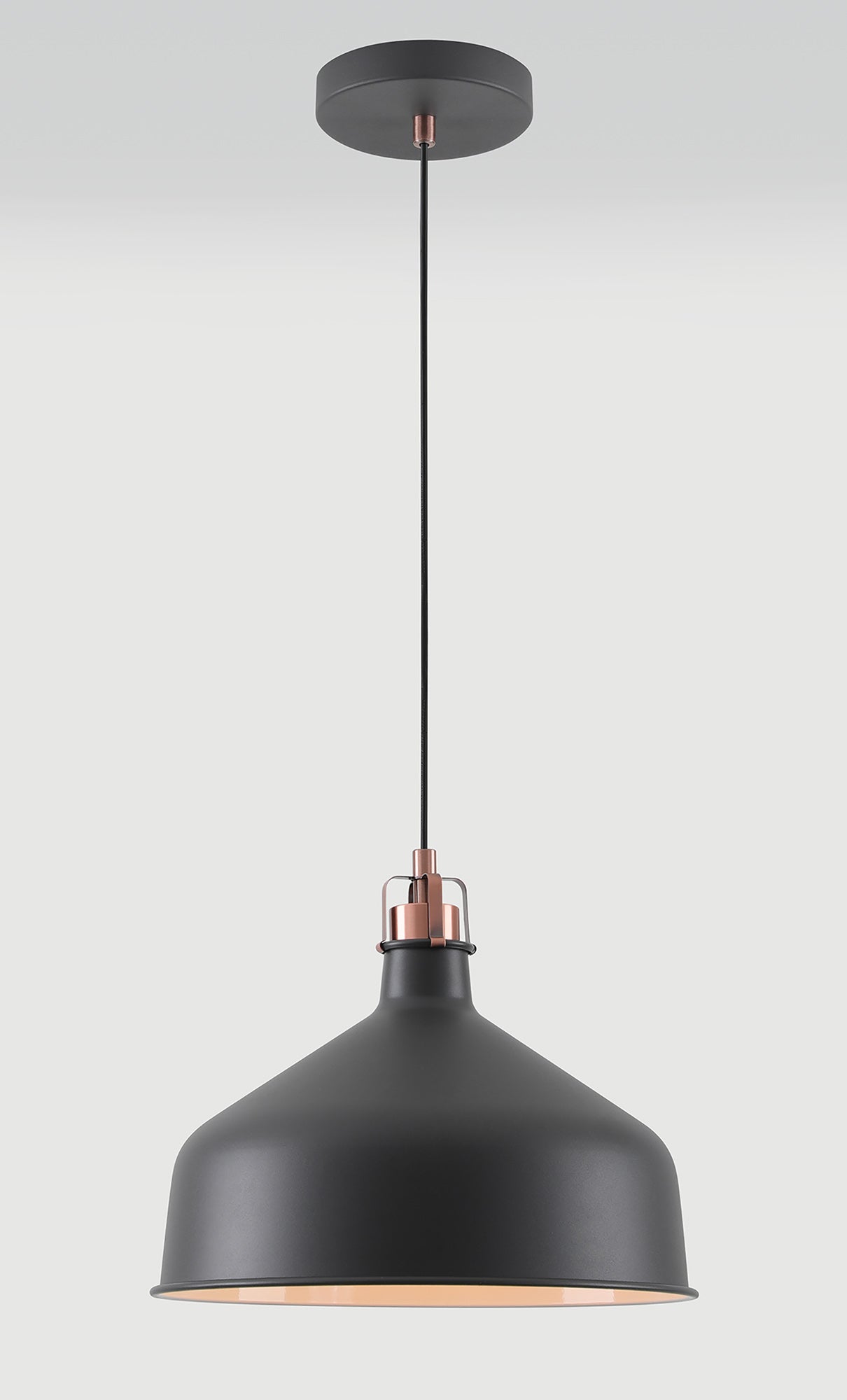 BEL6107 Belel Medium Pendant 1 Light in a Graphite/Copper/White Finish