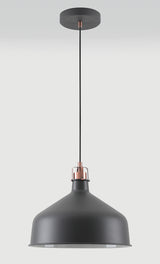 BEL6107 Belel Medium Pendant 1 Light in a Graphite/Copper/White Finish