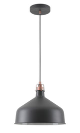 BEL6107 Belel Medium Pendant 1 Light in a Graphite/Copper/White Finish