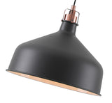 BEL6107 Belel Medium Pendant 1 Light in a Graphite/Copper/White Finish