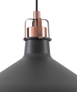 BEL6107 Belel Medium Pendant 1 Light in a Graphite/Copper/White Finish