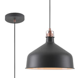 BEL6107 Belel Medium Pendant 1 Light in a Graphite/Copper/White Finish